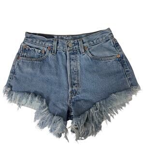 Vintage Levi’s 501 Button Fly Cutoff Jean Shorts Size 28 (24) Frayed Hem